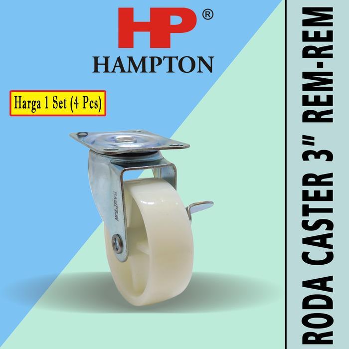Roda Caster Hampton 3" Nilon Rem Roda Troli 3 Inch Nylon Brake