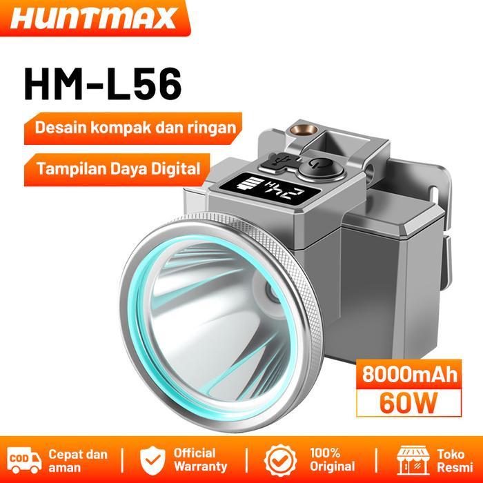 Huntmax L56 Senter Kepala Portable / Senter Waterproof 60W 800Lumen 8000Mah