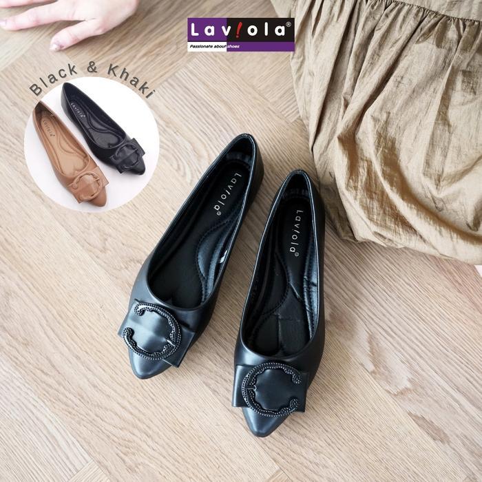 Berrybenka - 3878 LSH - Sepatu Flat Shoes Wanita Black dan Khaki