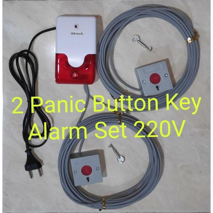 2 Panic Button Key Alarm Set tombol panik rumah sakit siap pakai 220V
