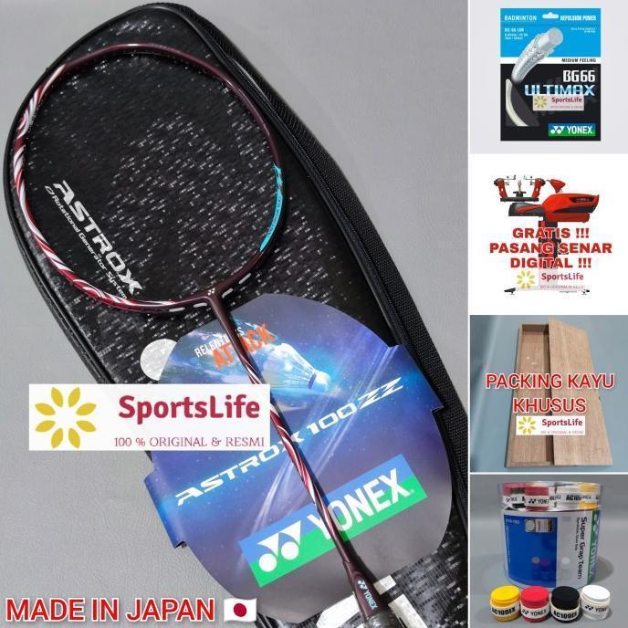 RAKET BADMINTON YONEX ASTROX 100 ZZ ORIGINAL KURENAI RED - 4U(83g)G5, +SENAR YONEX JP - 4U(83g)G5, +