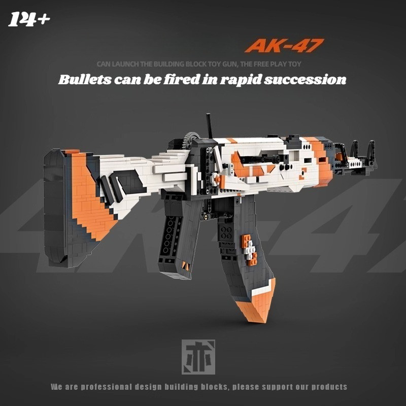 1200PCS Technical AK47 Rifle Model Building Blocks Continuous Firing Bricks Gun Construction Set Toy