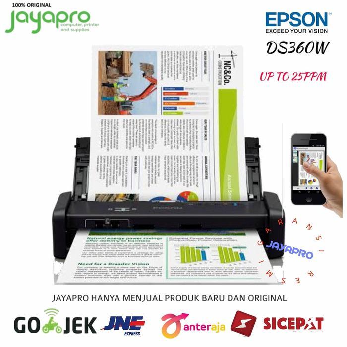 EPSON WORKFORCE DS 360W PORTABLE SHEET FED SCANNER WIFI