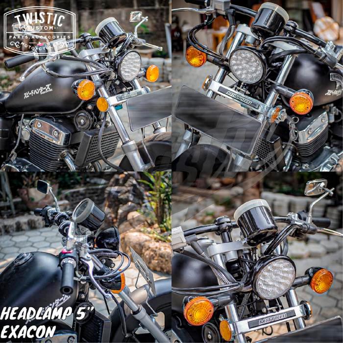 Headlamp Lampu Depan Led Motor Custom Exacon Chopper Bobber Universal