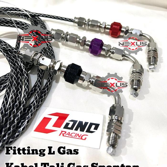One Racing- Kabel Tali Gas Spontan dan Fitting L Gas Universal CNC Fitting L Gas Dan Kabel Tali Gas