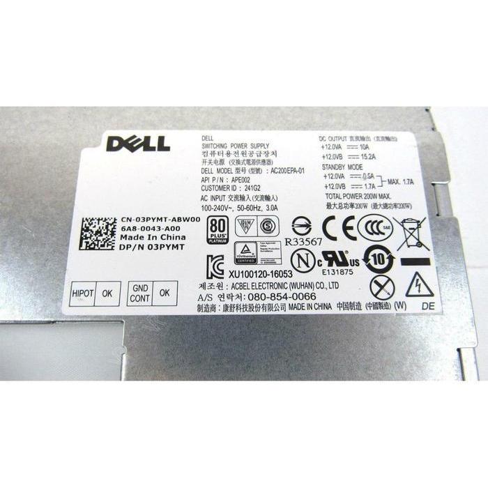 PSU AIO ALL IN ONE DELL OPTIPLEX 7440 7450 AIO 200W AC200EPA-01 03PYMT - CIS99