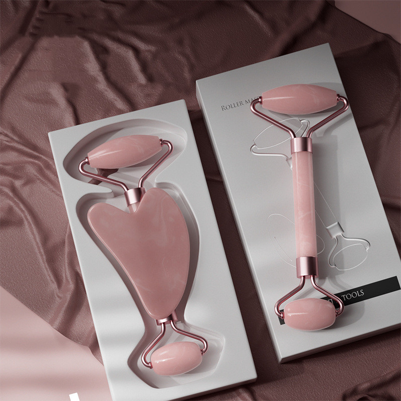 2Pcs/Set Face Spa Neck Massager For Face Roller Gua Sha Scraper Board Lift Up Wrinkle Remover Eye