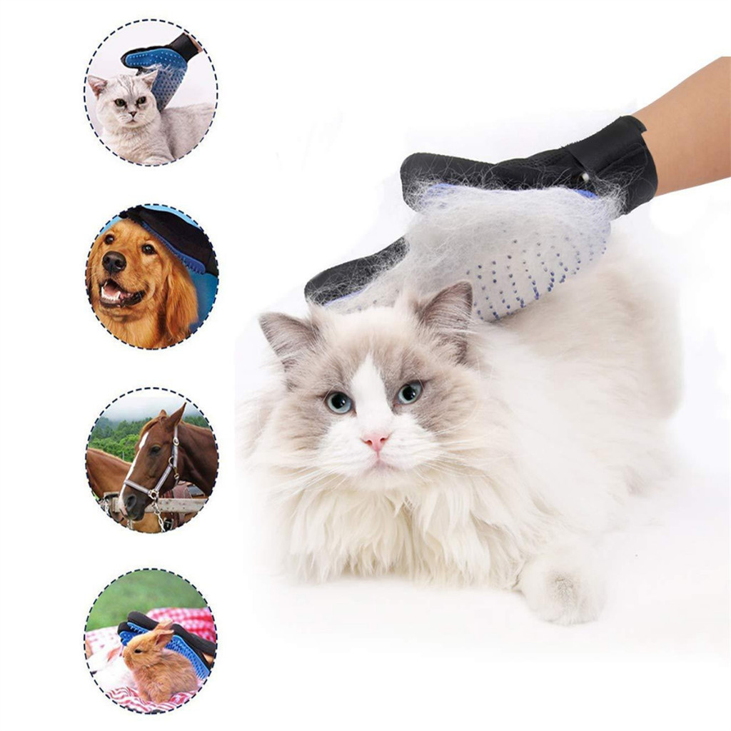 Pet Hair Remover Glove Gentle Pet Grooming Glove Brush Deshedding Glove Massage Mitt With Enhanced