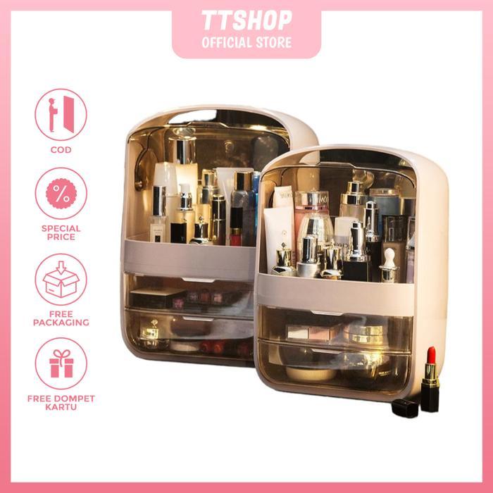 Rak Kosmetik Akrilik 2In1 1984 Organizer Make Up & Skincare Transparan Tertutup Tbk