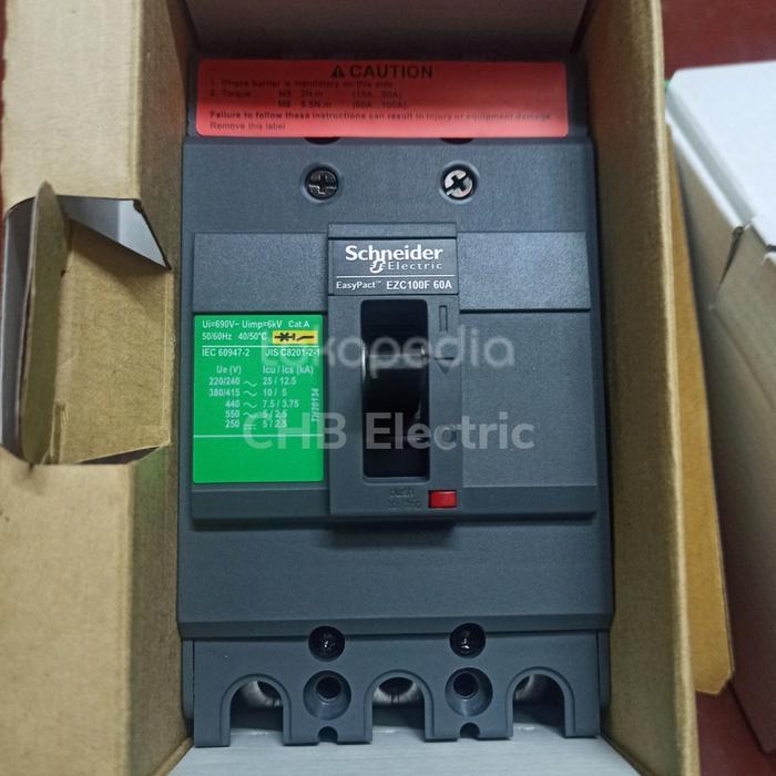 Mccb Breaker Schneider Ezc 100F3060 3P 10Ka 60A Ref.Ezc100F3060
