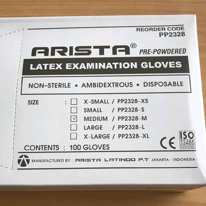 Sarung Tangan Arista Gloves Hand Glove Handschoon Latex Prepowdered Terlaris