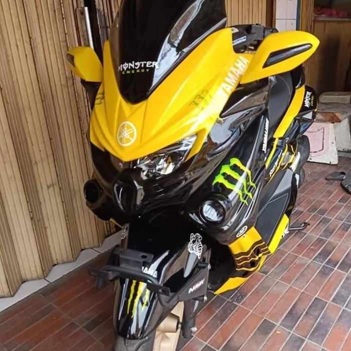 Body Nmax Predator Old Full Set ( 2015-2019 ) Hitam Kuning Monster