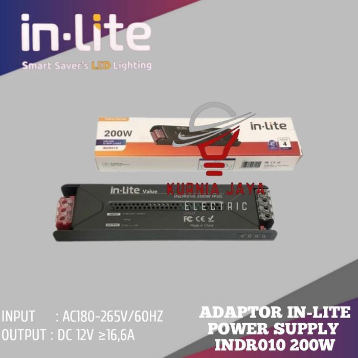 INLITE TRAFO 200W ADAPTOR POWER SUPPLY LED STRIP INDR010 12V