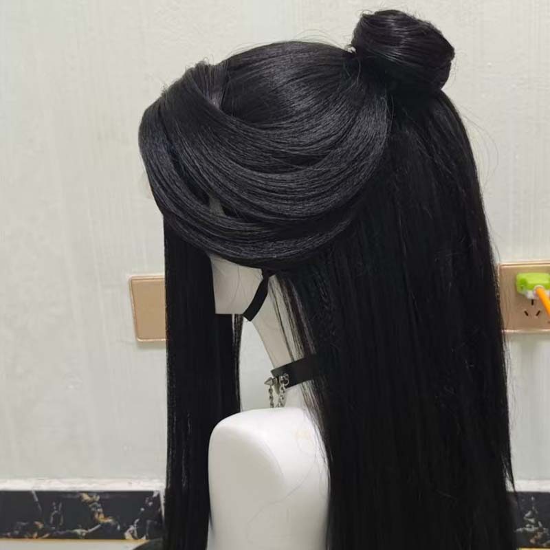 ANIME HEAVEN OFFICIAL'S BLESSING XIE LIAN COSPLAY WIG 80CM SYNTHETIC LONG STRAIGHT BLACK HAIR WIG