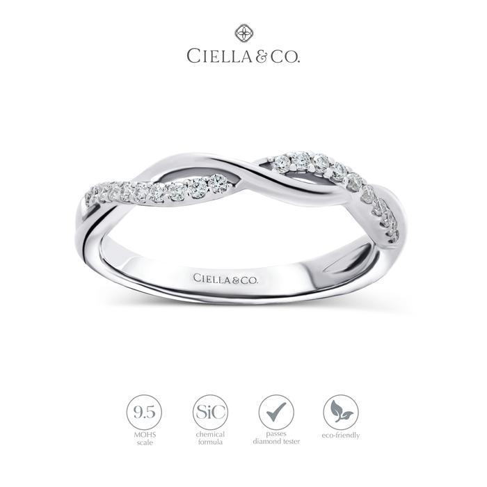 Cincin Tumpuk Moissanite - Ciella & Co. Twisted Wedding Band Ring