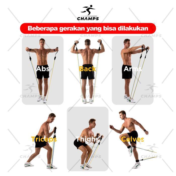 CHAMPS RESISTANCE BAND TALI PEMBANTU FITNESS 11 IN 1 BAND CH-RB 1