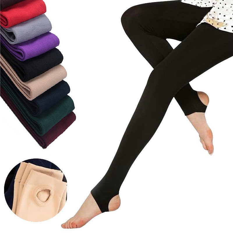 2023 Autumn Winter Woman Thick Warm Leggings Candy Color Brushed Charcoal Stretch Thermal Fleece