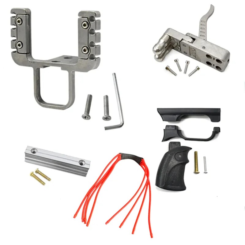 High Precision Alloy Casting Mechanical Slingshot DIY Accessories Sliding Trigger Strong Rubber