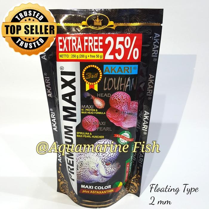 AKARI PREMIUM MAXI LOUHAN (3 IN 1) 250GR PELET IKAN PAKAN IKAN LOUHAN CHANNA PREDATOR OSCAR PARROT