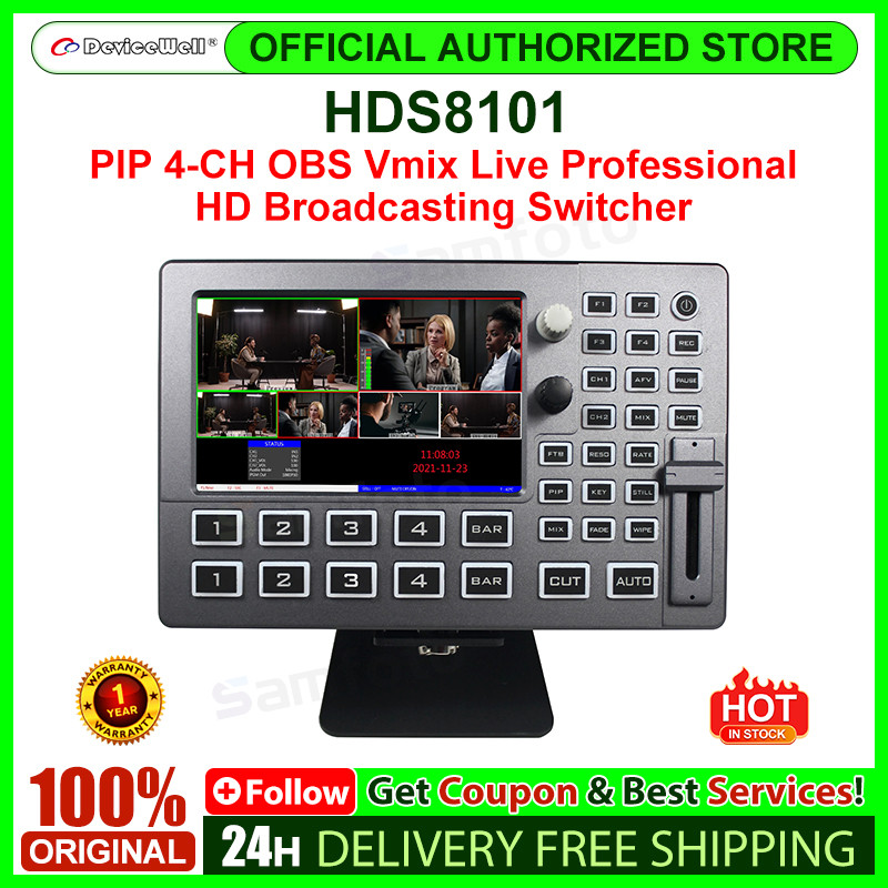 BELI SEKARANG DeviceWell HDS8101 5" HD LCD Screen + Buttons Control Switcher PIP 4-CH OBS Vmix Live 