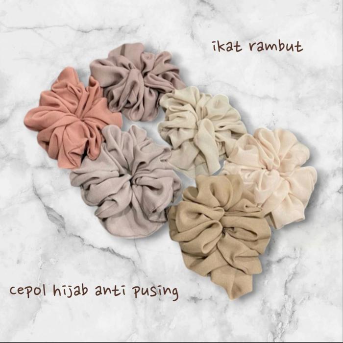 Scrunchie Cepol Hijab Anti Pusing Kunciran Rambut Wanita Scrunchies Volume Jilbab Kekinian