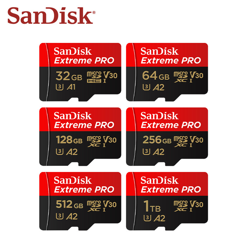 SanDisk Extreme PRO microSDXC UHS-I Memory Card V30 A2 Micro SD Card 32GB 64GB 128GB 256GB 512GB 1TB