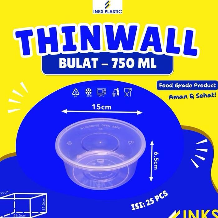 Thinwall 750Ml Bulat Round / Mangkok 750 Ml Bulat Plastik 300 Pcs