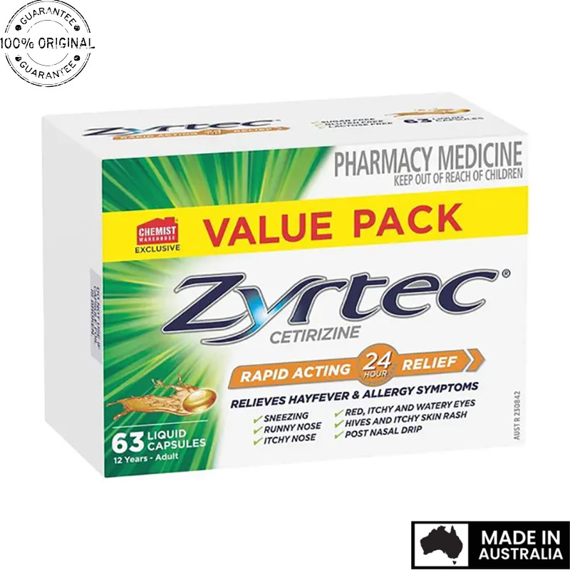 Aussie Original Zyrtec Liquid Capsules 63 Exclusive Size