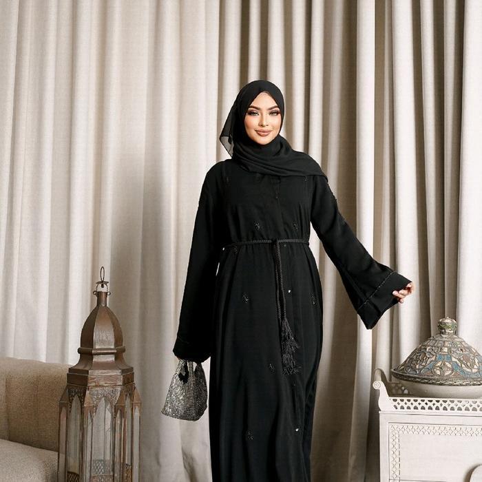 gamis abaya saraza tipe nuha Muslim Wanita Dress Dewasa Pesta Remaja Hitam Lebaran Syari Maxi