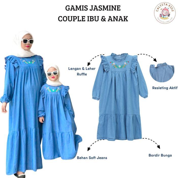 Ini Murah Gamis Jasmine - Gamis Jeans Couple Ibu Dan Anak Dress Panjang Anak Perempuan Gamis Anak