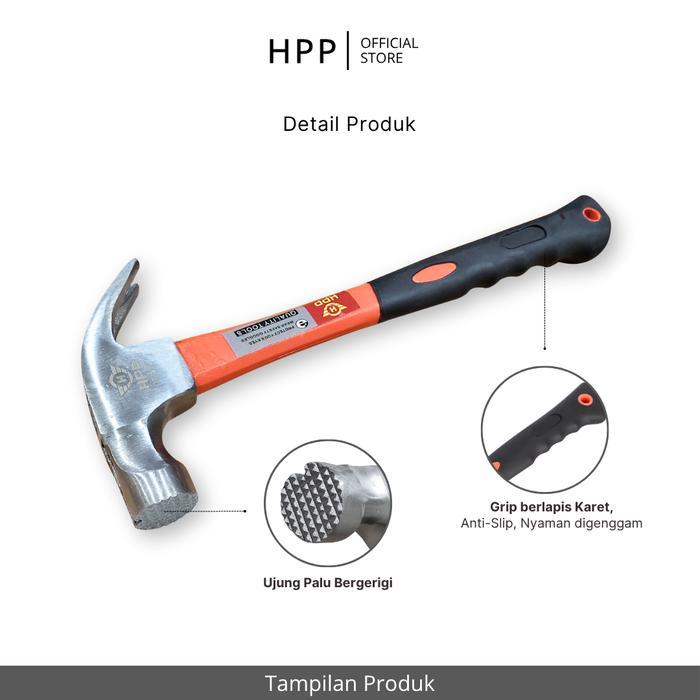 HPP Palu Kambing Gerigi Magnet - Palu Cakar 8oz 12oz 18oz Claw Hammer Fiber Baja Kuat