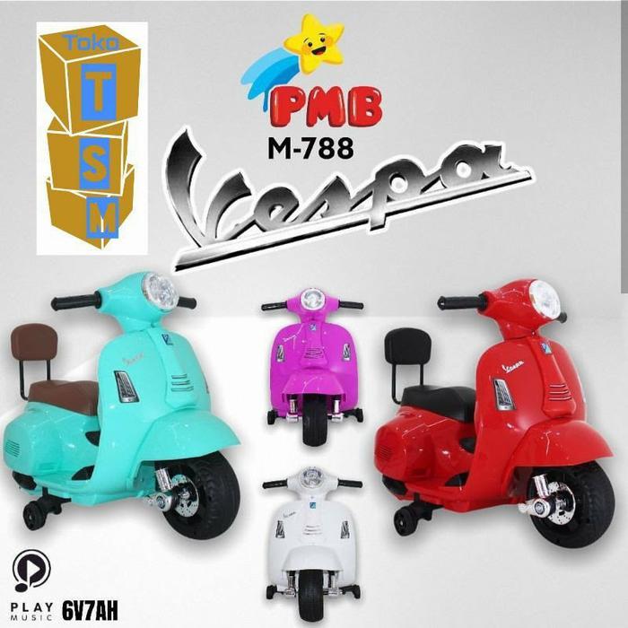 MAINAN MOTOR AKI ANAK VESPA PIAGIO PMB M 788 MOTOKIDS NEW EDITION