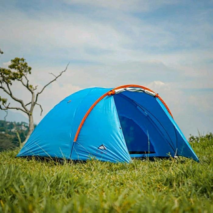 Tenda Camping LWY Double Layer Kapasitas 4 Orang Tahan Air Ideal untuk Petualangan Luar Ruangan