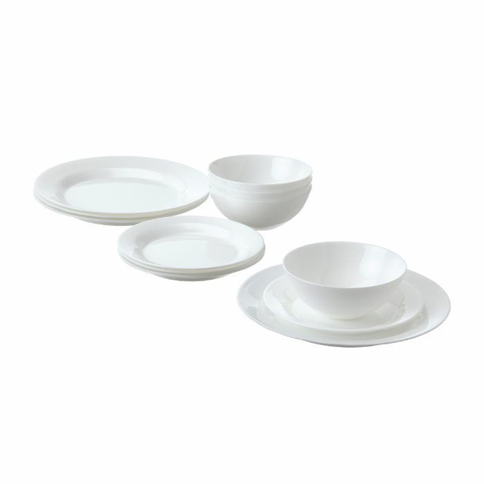 Perlatan Makan 1 Set 12 unit Piring Saji Mewah Warna Putih