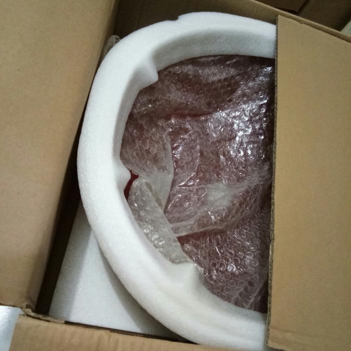 wastafel kaca tempered glass merah bulat