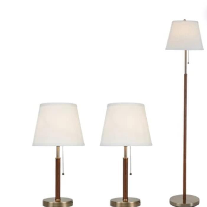 Set 3Pcs Lampu Meja Dan Lantai Harper lustre Eglare Combo Set