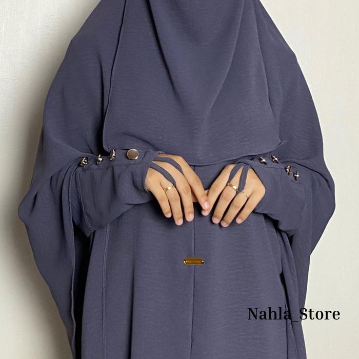 REMAJA MARWA ABAYA NAHLA STORE Set Basic Turky Gamis Umroh Muslim Syar'i FREE CADAR BANDANA Crinkle