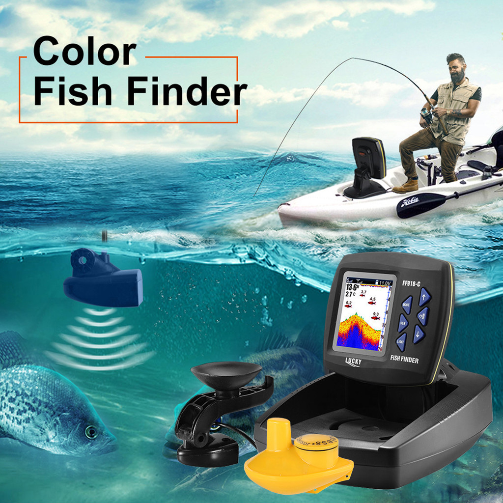 FF918 Fish Finder Wireless Sonar Sensor Fishing Depth Finder Locator Fishfinder with Wired