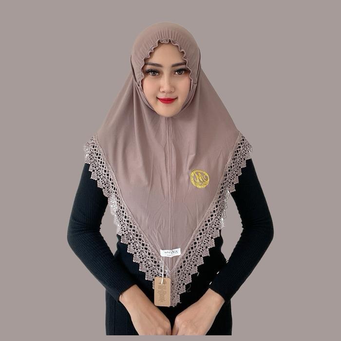 Indah Store - Hijab Instan Bergo KERUT Tali Lonceng Renda Senada NABILA By Moira Lembut Muslim