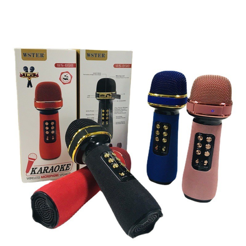 Portable Bluetooth Handheld WS898 USB Wireless Karaoke Mobile Phone Microphone Speaker for Kids