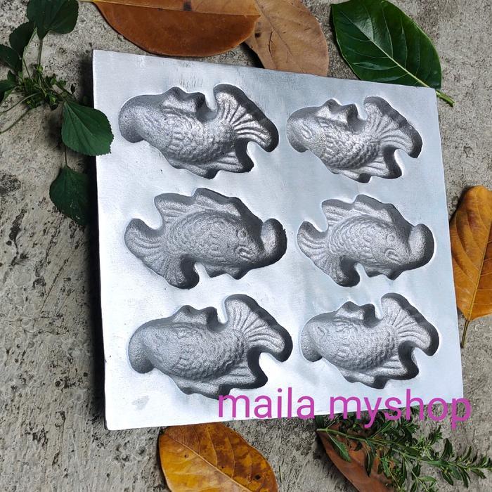 Cetakan kue bhoi jumbo isi 6 khas aceh loyang bolu kering motif ikan kotak anti lengket bahan tebal