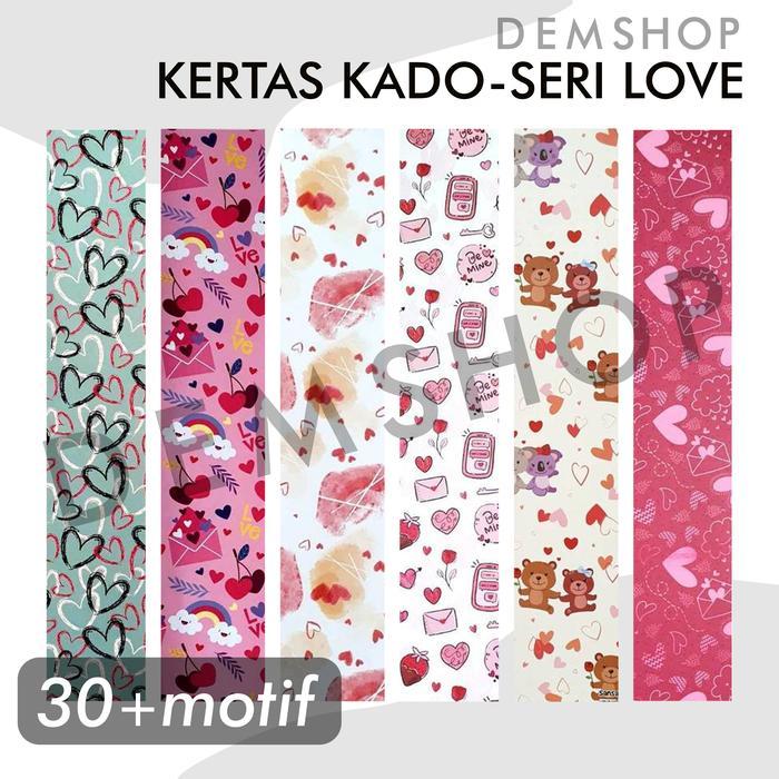 Kertas Kado Wrapping Paper Sansan Wawa Seri Love Valentine Hati