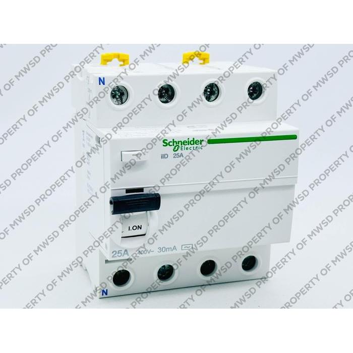 Schneider Rccb Elcb Acti9 A9R71425 4P 25A 30Ma Pengaman Jaringan Listrik Dengan Visi Trip & Visi