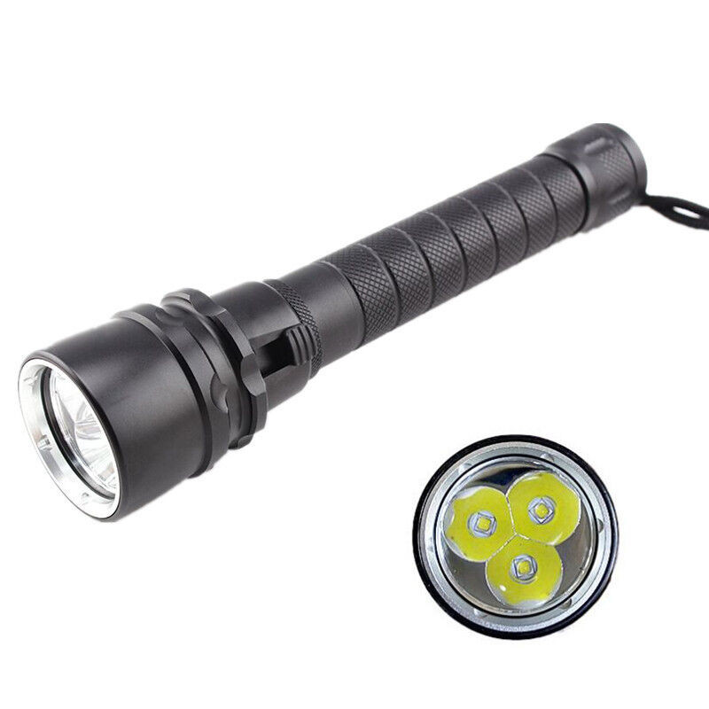 New Waterproof 50000LM 3x T6 LED Scuba Diving Flashlight Underwater 100M Torch Without Battery