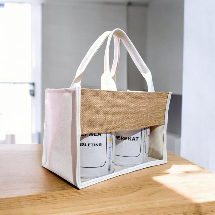 TAS MIKA KOMBINASI GONI HAMPERS MUAT TOPLES JAR IDUL FITRI / GOODIE BAG GONI TAS HAMPERS LEBARAN