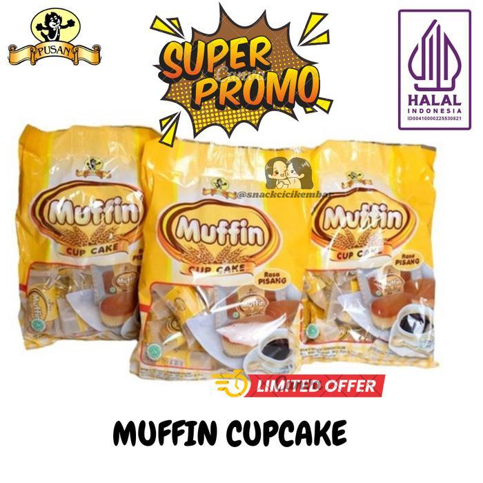 BUNDLE GET 3 PACKAGE PUSAN BOLU MUFFIN CUP CAKE RASA ORIGINAL / COKELAT / PISANG FOOD CEMILAN