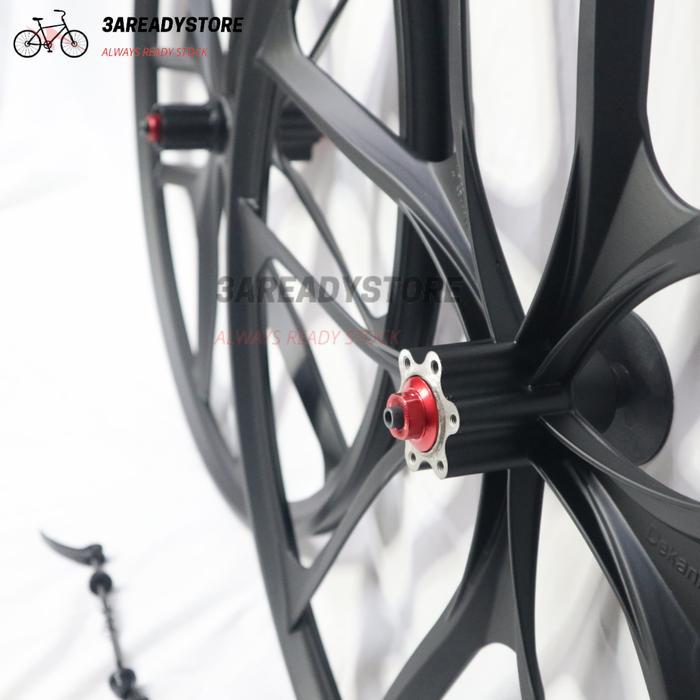 velg or Wheelset racing sepeda MTB ALLOY 27,5" inch warna Full Black