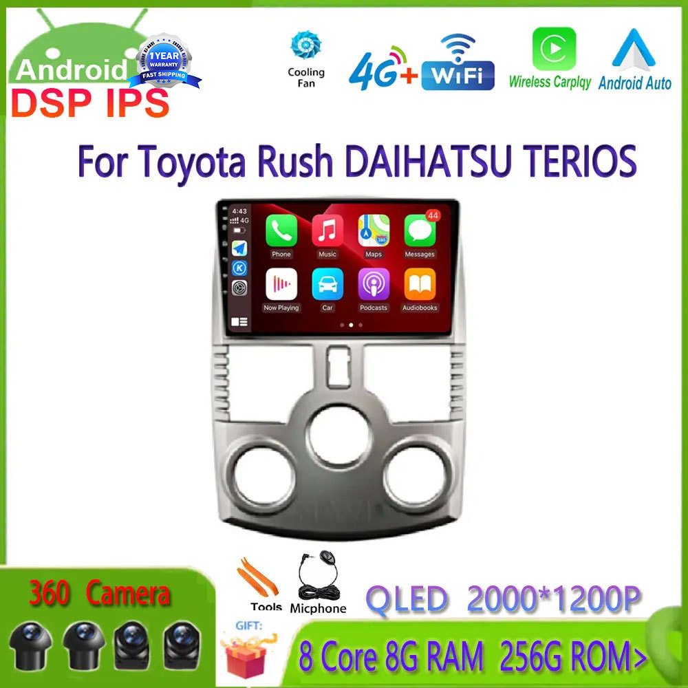9" For Toyota Rush DAIHATSU TERIOS Android 14 Car Multimedia Player GPS Navigation Stereo Radio 4G L