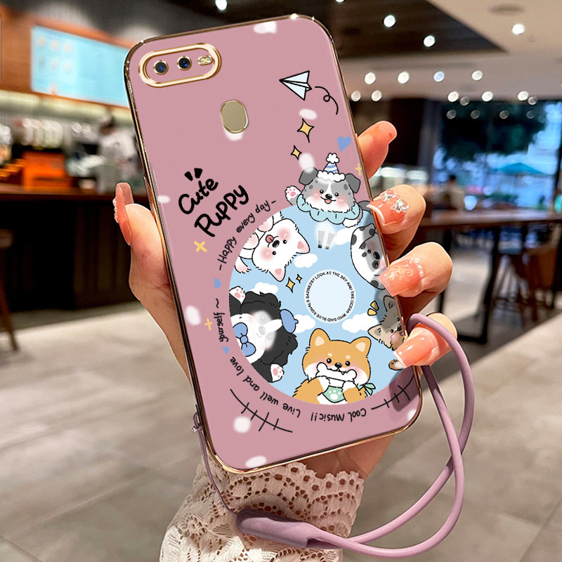 Casing Hp Untuk OPPO A7 A5s A12 A12s A11k Case imut Piringan pelapisan elektro Cesing silikon Kasing