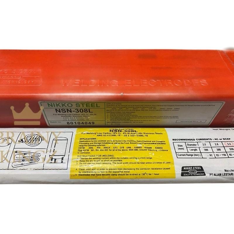 Nikko Steel Kawat Las Stainless NSN308L AWS E-308L 3.2mm 1 KG Original Best Seller untuk Industri Ki